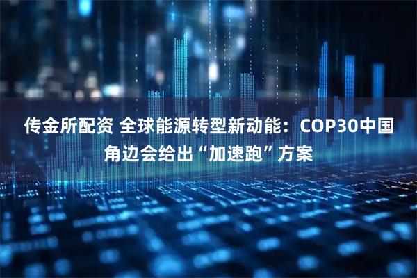传金所配资 全球能源转型新动能：COP30中国角边会给出“加速跑”方案